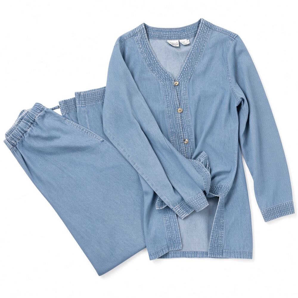 Vintage Newport News Jeanology Light Wash Denim Set – Top 16 + Pants 14T